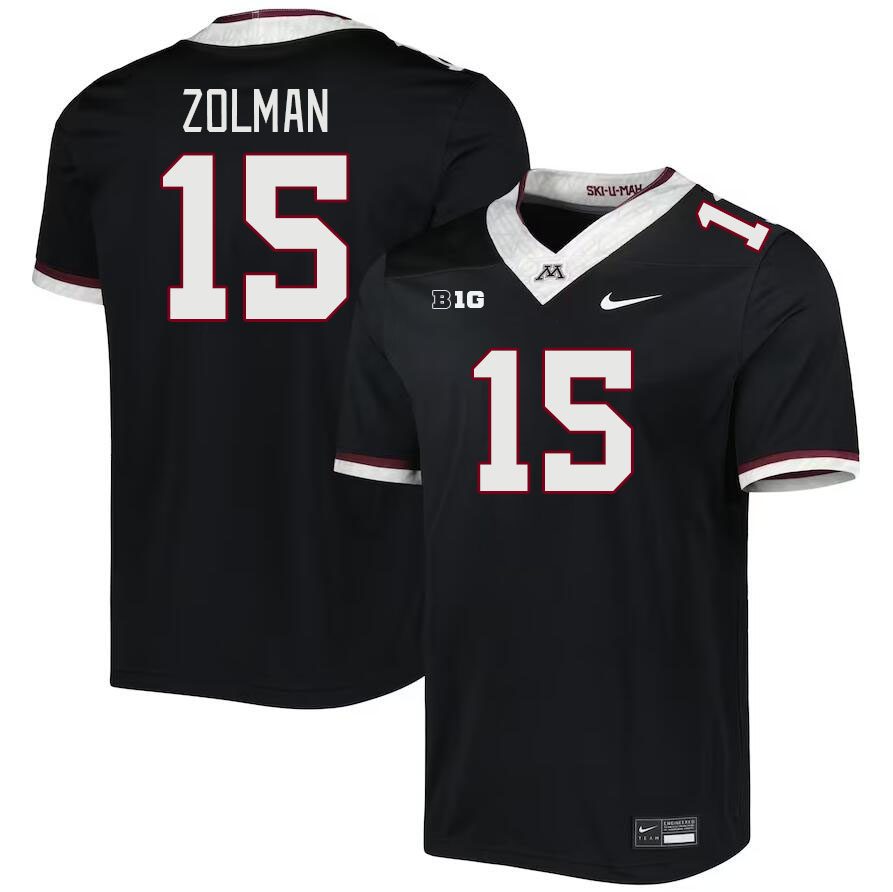 Men #15 Rowan Zolman Minnesota Golden Gophers College Football Jerseys Stitched Sale-Black